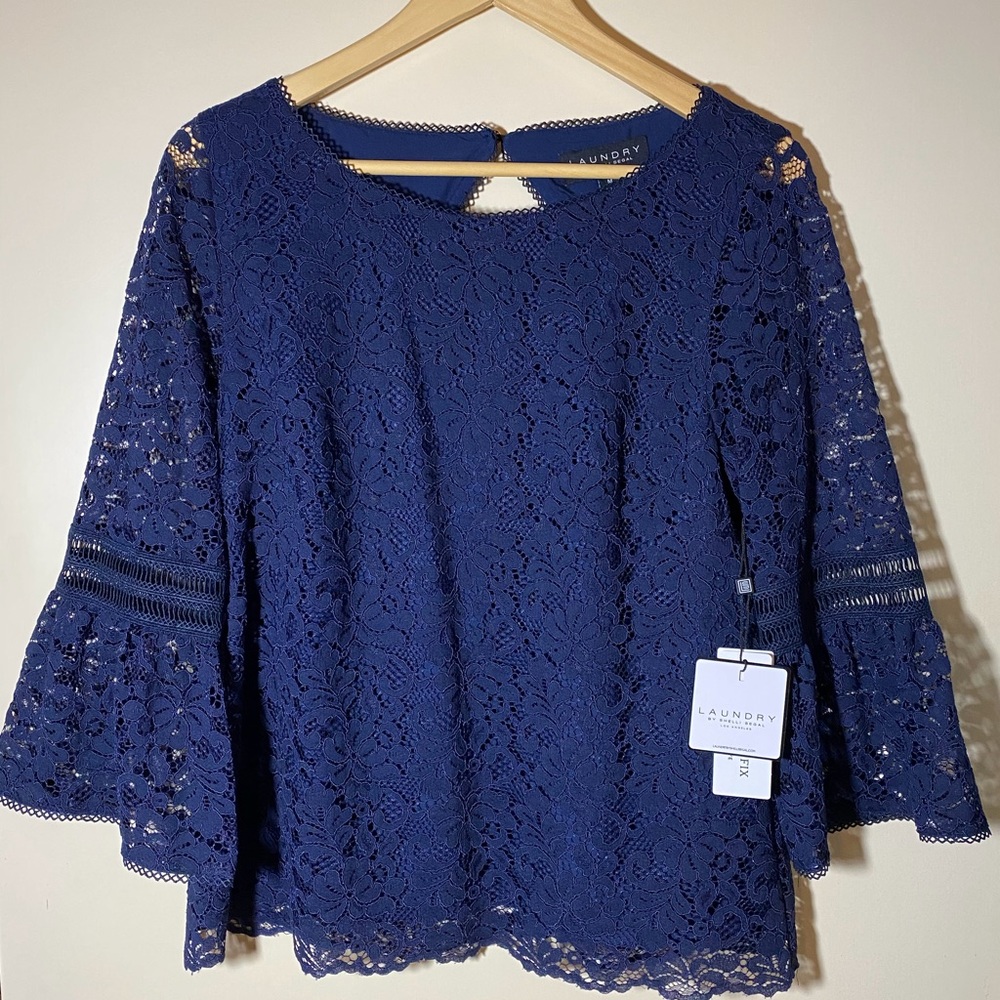 Laundry by Shelli Segal Bell Sleeve Top NWT Sz M